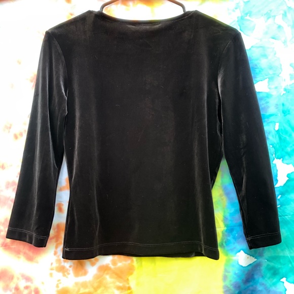 Vintage The Limited 3/4 Sleeve Top Black Velvet - Picture 3 of 4